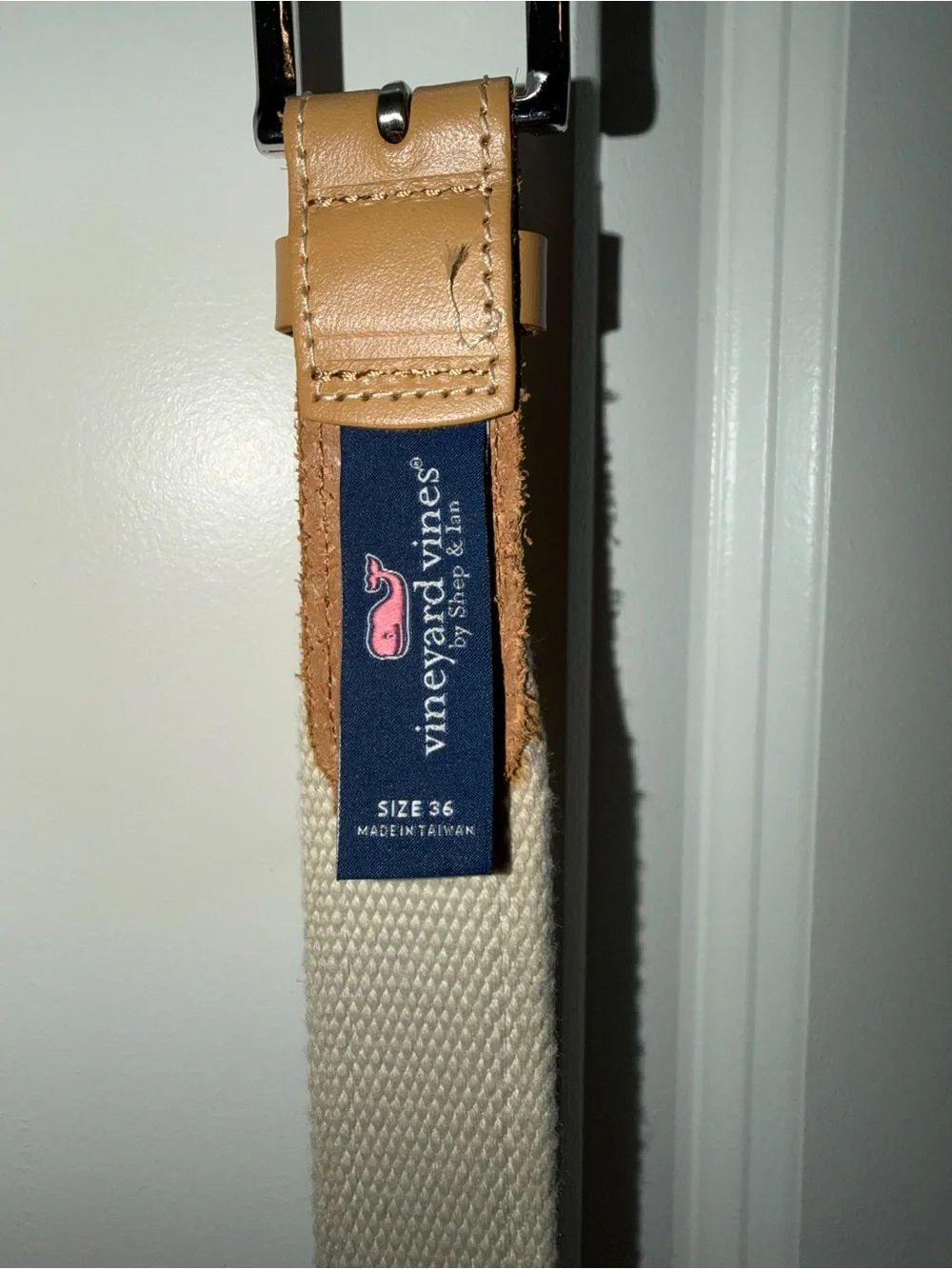 Vineyard Vines beach Canvas Belt in Light Blue and Tan